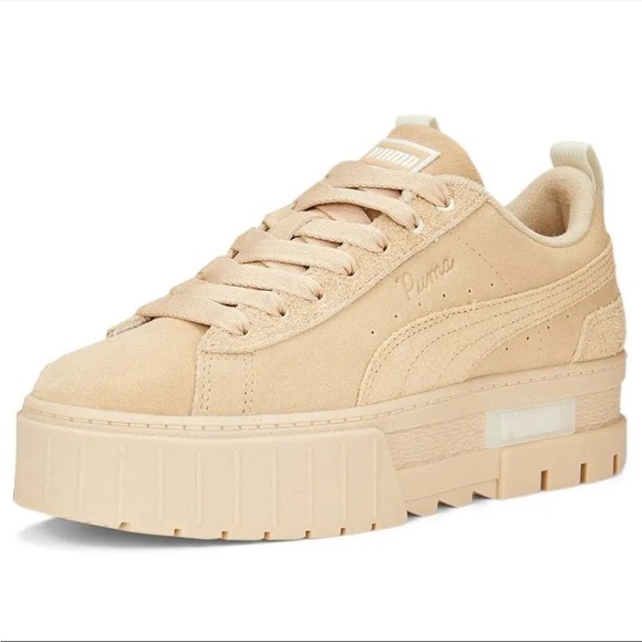 Puma Women’s Mayze Suede Platform Casual Shoes in Light Sand - Picture 4 of 10